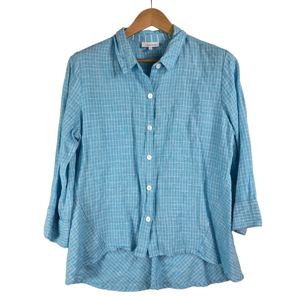 Habitat Plaid Linen relaxed fit button down shirt